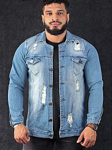 Jaqueta Jeans Slim Fit Atlantic Destroyed