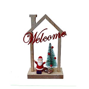 CASINHA NA BASE  COM WELCOME PAPAI NOEL E ARVORE EM MADEIRA   F352660