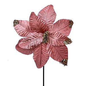 POISENTIA ROSA COM DETALHES GLITERADOS 23CM   G202570