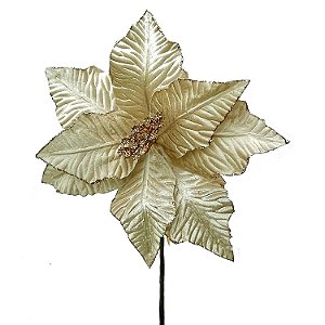 POINSETIA EM VELUDO MARFIM 28CM   G202571