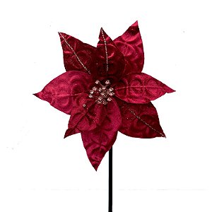 POISENTIA EM VELUDO BORGANDY DETALHES GLITERADOS 22CM   G202574