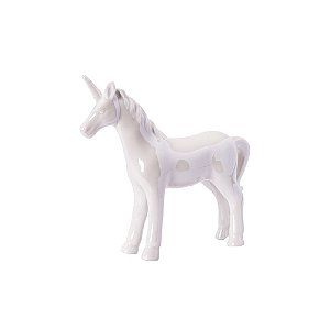 Unicórnio branco cintilante em cerâmica F359519