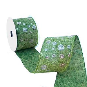 FITA ARAMADA VERDE COM POÁ CHAMPAGNE  A100131