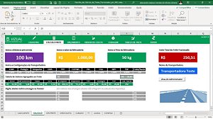 Planilha de Cálculo para Fretes Fracionados Por KM Rodado em Excel 6.0