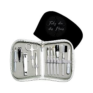 30 Kits manicure 11 peças em estojo de couro sintético 13771
