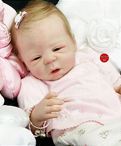 Bebê Reborn Menina Eden Modelo Especial Síndrome De Down 51 Cm Olhos Abertos Com Lindo Enxoval