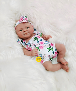Bebê Reborn Menina Coco Malu 40 Cm Olhos Abertos Toda Em Silicone Sólido Com Enxoval E Chupeta