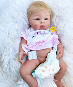 Bebê Reborn Menina Paris 50 Cm Olhos Abertos Toda Em Silicone Sólido Acompanha Enxoval E Chupeta