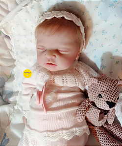 Bebê Reborn Menina Charlotte 46 Cm Olhos Fechados Em Silicone Sólido Fofa E Encantadora Com Chupeta
