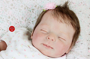 Boneca Bebê Reborn Menina Heather 55 Cm Olhos Fechados Princesinha Linda Bebê Com Enxoval Completo