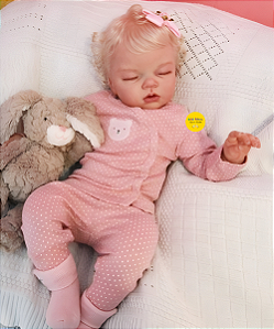 Bebê Reborn Menina Arilella 53 Cm Olhos Fechados Bebê Loirinha Em Bebê Silicone Sólido Com Enxoval