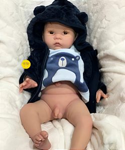 Bebê Reborn Menino Silicone Sólido 50 Cm Olhos Abertos Parece Um Bebê De Verdade Lindo E Perfeito