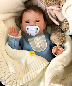 Bebê Reborn Menino Silicone Sólido 50 Cm Olhos Abertos Lindo Bebê Realista Com Enxoval E Acessórios