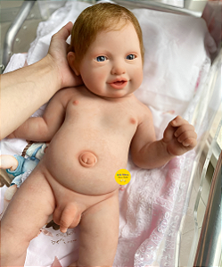 Bebê Reborn Menino Silicone Sólido 60 Cm Olhos Abertos Modelo Toddler Criança Grande Parece De Verdade