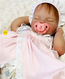 Bebê Reborn Menina Silicone Sólido 47 Cm Olhos Fechados Linda E Perfeita Bebê Gordinha Recém Nascida