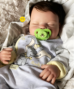 Bebê Reborn Menino Silicone Sólido 47 Cm Olhos Fechados Bebê Reborn Gordinho Super Realista Com Chupeta