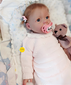 Boneca Bebê Reborn Menina Silicone Sólido 50 Cm Olhos Abertos Acompanha Lindo Enxoval E Chupeta