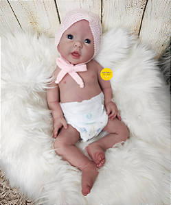 Boneca Bebê Reborn Menina Silicone Sólido 50 Cm Olhos Abertos Linda Princesa Com Enxoval Pode Dar Banho