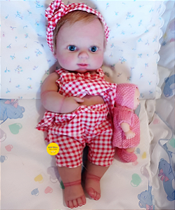 Bebê Reborn Menina Silicone Sólido 30 Cm Olhos Abertos Detalhes Reais Bebê Loirinha Recém Nascida