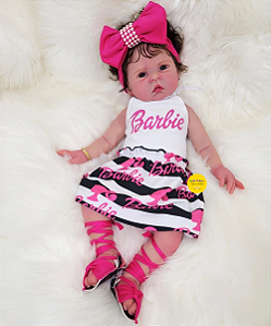 Boneca Bebê Reborn Menina Silicone Sólido 50 Cm Olhos Abertos Pode Dar Banho Acompanha Lindo Enxoval