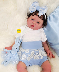 Bebê Reborn Menina Silicone Sólido 50 Cm Olhos Abertos Linda E Perfeita Acompanha Acessórios E Enxoval