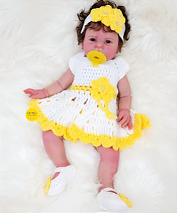 Bebê Reborn Menina Silicone Sólido 50 Cm Olhos Abertos Princesa Perfeita E Realista Pode Dar Banho