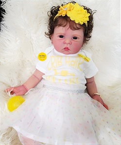 Boneca Bebê Reborn Menina Silicone Sólido 50 Cm Olhos Abertos Detalhes Reais De Um Bebê De Verdade