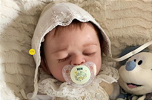 Bebê Reborn Menina Silicone Sólido 43 Cm Olhos Fechados Bebê Parece De Verdade Com Lindo Enxoval