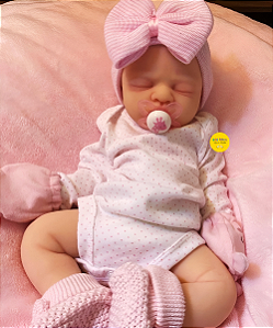 Bebê Reborn Menina Silicone Sólido 43 Cm Olhos Fechados Bebê Reborn Mais Realista Acompanha Acessórios
