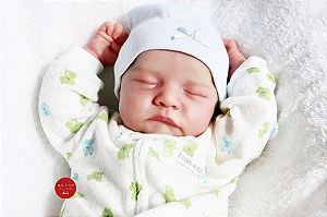 Bebê Reborn Menino Levi 48 Cm Olhos Fechados Bebê Super Realista Recém Nascido Com Lindo Enxoval