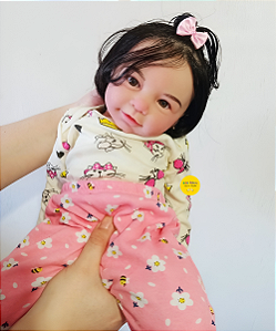 Bebê Reborn Menina Lisa 57 Cm Olhos Abertos Silicone Sólido Realista Pode Dar Banho Mama E Faz Xixi