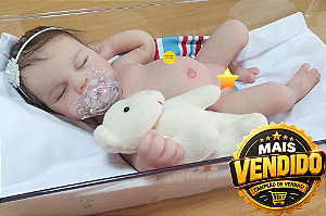 Bebê Reborn Menina Loulou 35 Cm Olhos Fechados Silicone Sólido Pode Dar Banho Parece De Verdade
