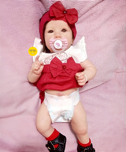 Bebê Reborn Menina Saskia 52 Cm Olhos Abertos Corpo Vinil Siliconado Bebê Realista Acompanha Enxoval