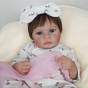 Bebê Reborn Menina 48 Cm Olhos Abertos Corpo Vinil Siliconado Recém Nascida Pronta Entrega
