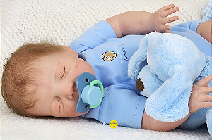 Bebê Reborn Menino Kyle 55 Cm Olhos Fechados Lindíssimo Parece Um Bebê De Verdade Acompanha Enxoval