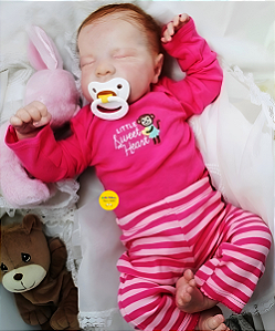 Bebê Reborn Menina Levi 48 Cm Olhos Fechados Bebê Bonita E Realista Acompanha Enxoval E Acessórios