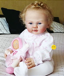 Boneca Bebê Reborn Menina Romee 65 Cm Olhos Abertos Loira Criança Grande Toddler Realista E Perfeita
