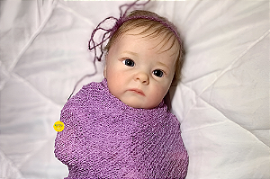 Boneca Bebê Reborn Menina Tink 44 Cm Olhos Abertos Bebê Recém Nascida Silicone Sólido Com Enxoval