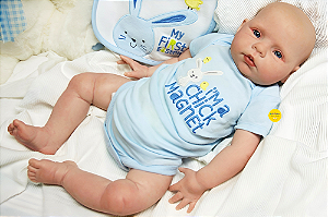Bebê Reborn Menino Honey 51 Cm Olhos Abertos Acompanha Enxoval E Chupeta Super Promoção
