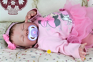 Boneca Bebê Reborn Menina Sugar 51 Cm Olhos Fechados Bebê Artesanal Sofisticada Com Enxoval