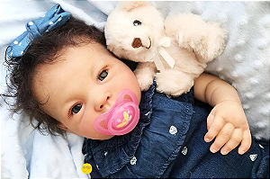 Boneca Bebê Reborn Menina Adeline 51 Cm Olhos Abertos Princesinha Realista Com Enxoval E Chupeta