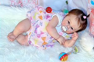 Bebê Reborn Menina Greta 50 Cm Olhos Abertos Lindíssima Bebê De Luxo Realista Com Chupeta E Enxoval