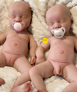 Bebê Reborn Menina E Menino Gêmeos Levi 49 Cm Olhos Fechados Bebê Reborn Silicone Sólido Super Realista