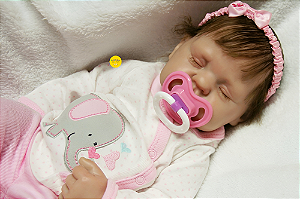 Bebê Reborn Menina Nod 45 Cm Olhos Fechados Silicone Sólido Realista Acompanha Enxoval E Chupeta