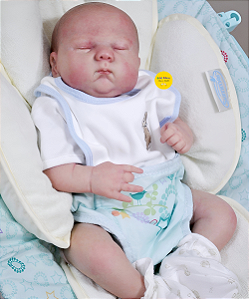 Bebê Reborn Menino Spencer 49 Cm Olhos Fechados Bebê Gordinho Super Realista Acompanha Acessórios