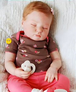 Bebê Reborn Menina Gemma 49 Cm Olhos Fechados Parece De Verdade Acompanha Enxoval Super Oferta