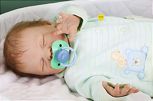 Bebê Reborn Menino Sugar 51 Cm Olhos Fechados Muito Fofo Acompanha Enxoval E Uma Linda Chupeta