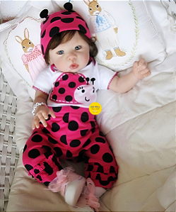 Bebê Reborn Menina Eleanor 50 Cm Olhos Abertos Princesinha Linda Com Lindo Enxoval E Acessórios
