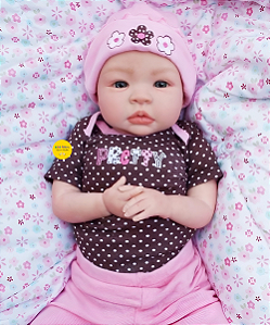 Bebê Reborn Menina Shyann 43 Cm Olhos Abertos Parece De Verdade Acompanha Enxoval Super Promoção