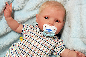Bebê Reborn Menino Honey 51 Cm Olhos Abertos Bebê Loirinho Lindo E Perfeito Acompanha Chupeta